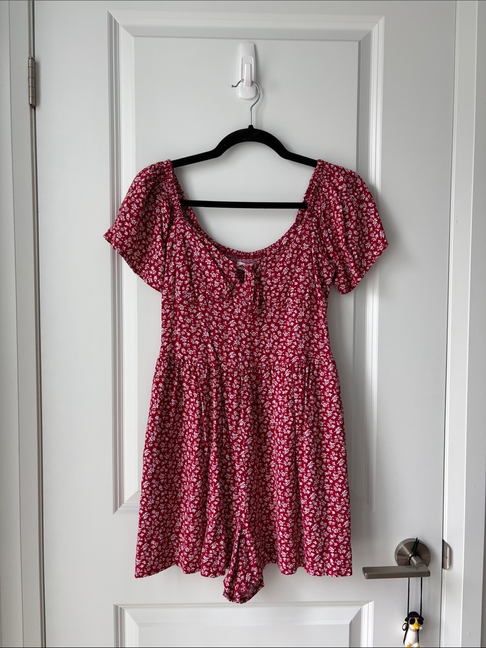 HOLLISTER Red and White Floral Romper